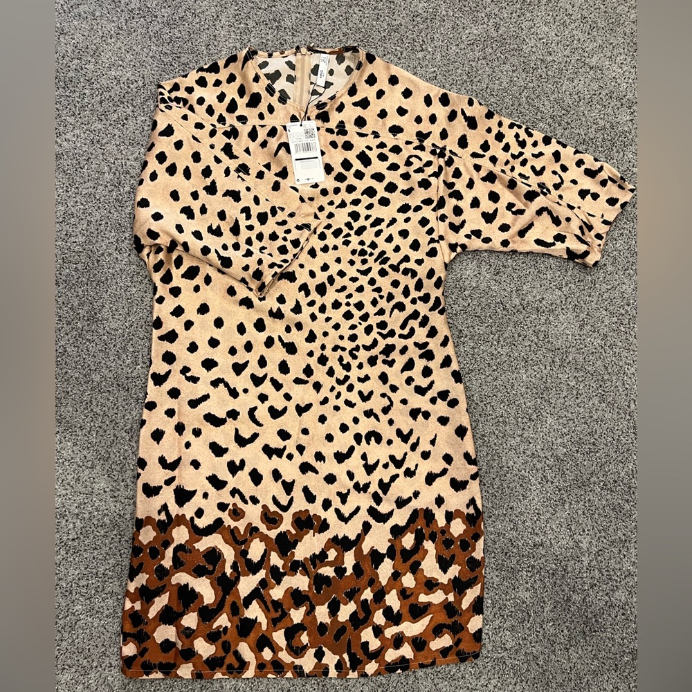Mango 3/4 sleeve leopard print dress